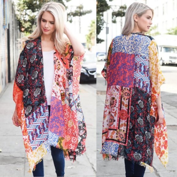 Accessories - Boho Patchwork Kimono Cover Up Wrap